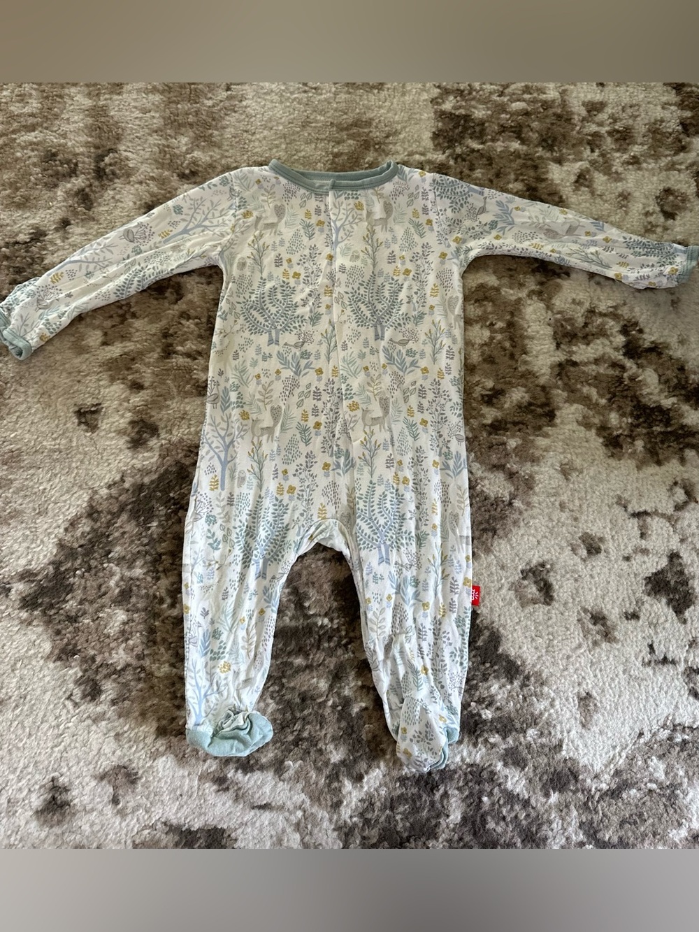 Magnetic Me Sage & Yellow Woodland Print Footed One-Piece